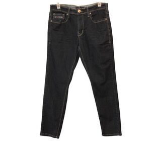 Fried Denim Mens Size 32 x 30 Slim Fit Dark Wash Black Pockets Denim Jeans